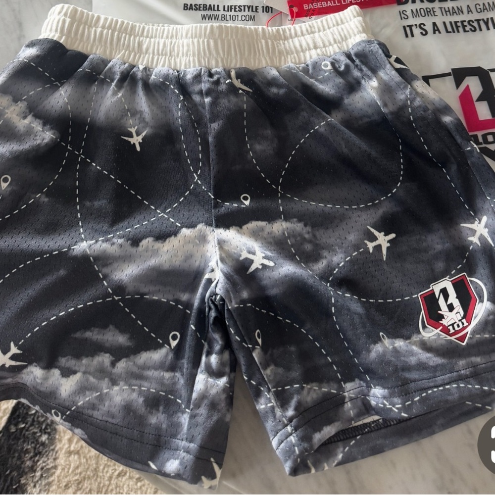 Baseball Lifestyle 101 Gray Tie-Dye Elastic Waist Shorts Youth Medium